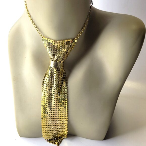 Gold Tie Mesh Necklace - Picture 1 of 8